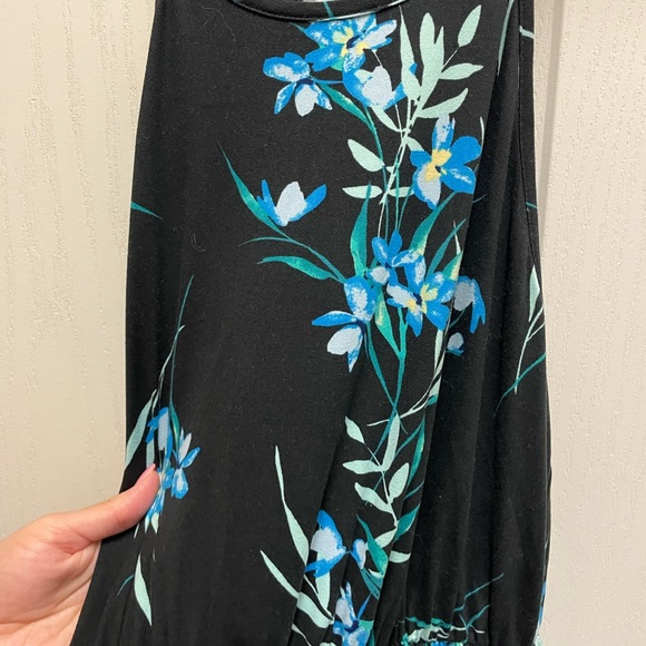 French Grey Black and Blue Floral Maxi Dress - Picture 2 of 5
